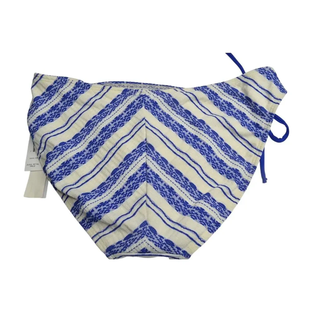 ROBIN PICCONE Women's Royal Blue & Ivory Textured Pattern Bikini Bottoms